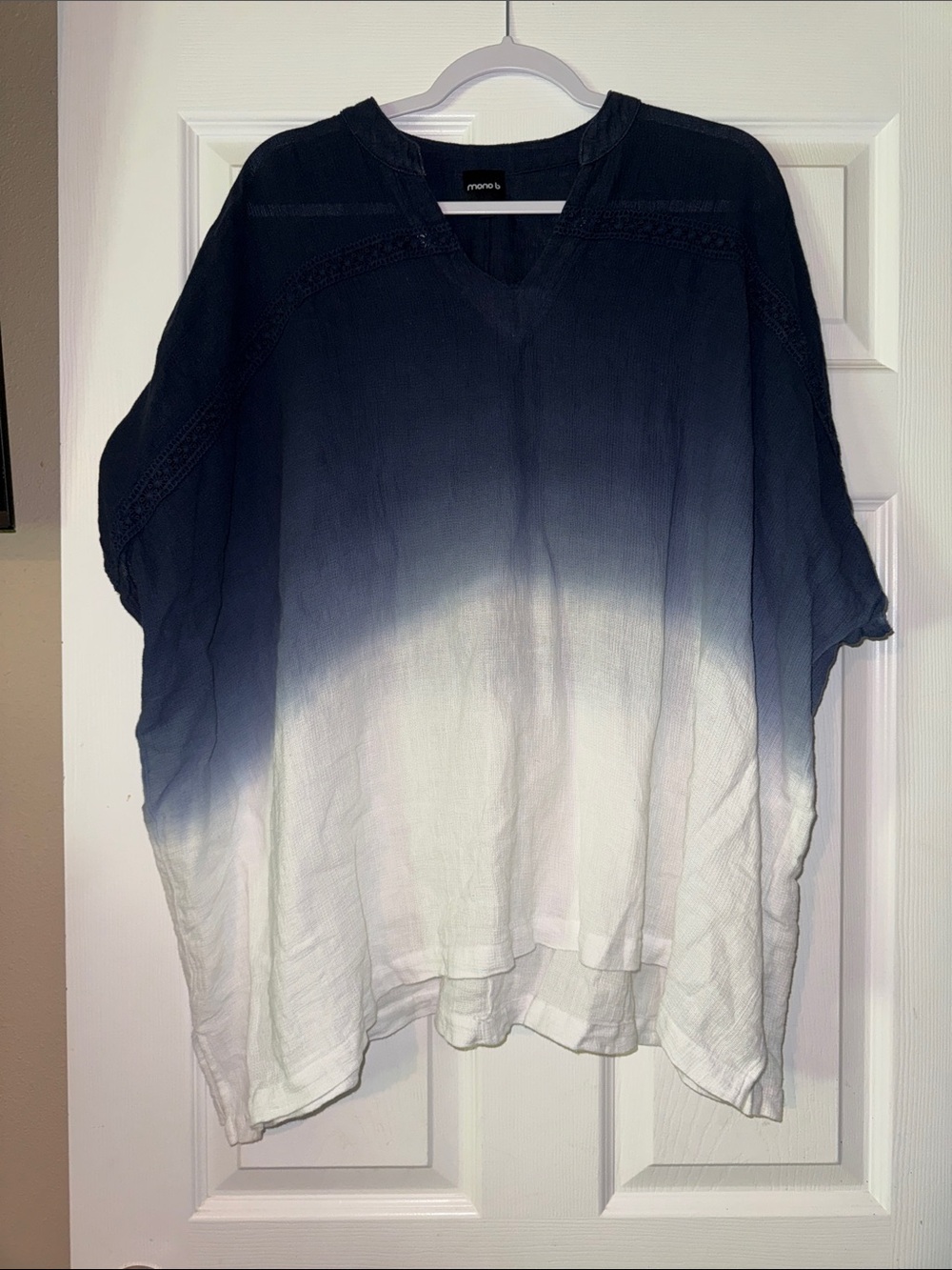 Mono B Navy-to-White Ombre V-Neck Tunic